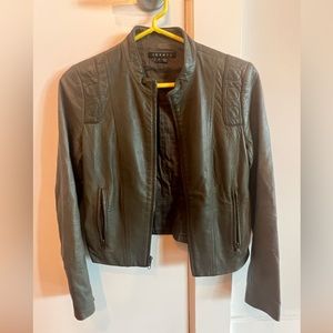 Theory dark olive leather jacket P